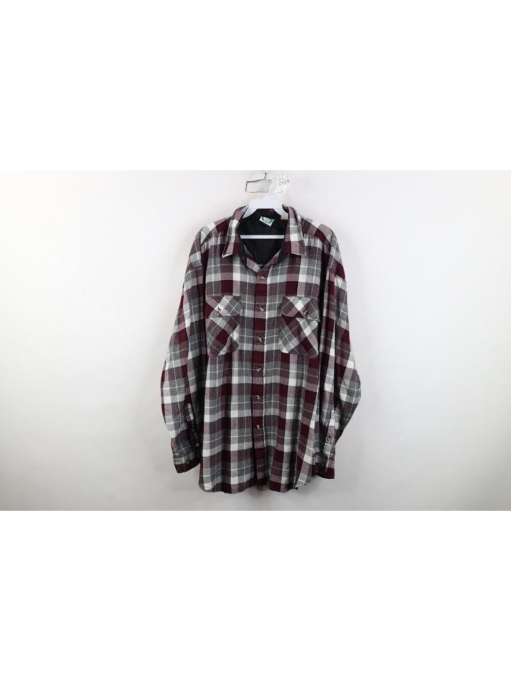 Vintage 90s Knit Flannel Collared Button Shirt Mens Size XL Plaid Long Sleeve